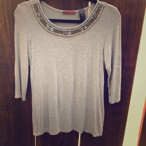 BKE Half Sleeve Detailed Neckline Top